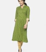 Green printed viscose ethnic-kurtis