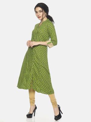 Green printed viscose ethnic-kurtis 4