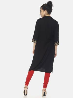 Black plain rayon ethnic-kurtis 2
