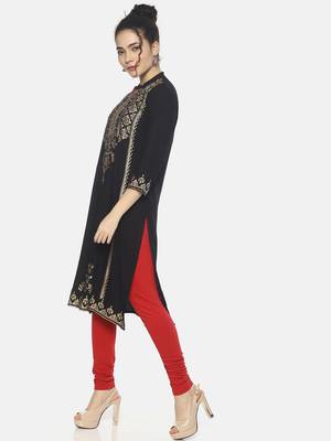 Black plain rayon ethnic-kurtis 3