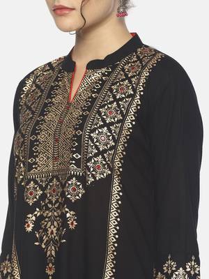 Black plain rayon ethnic-kurtis 5