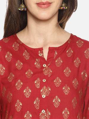Maroon printed rayon ethnic-kurtis 2