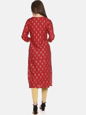 Maroon printed rayon ethnic-kurtis 3