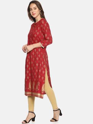 Maroon printed rayon ethnic-kurtis 4