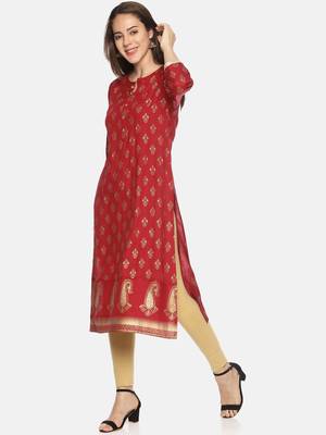 Maroon printed rayon ethnic-kurtis 5