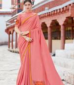 Light Pink Printed Chiffon Saree With Blouse