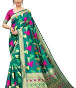 Green woven art silk sarees saree with blouse