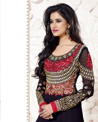 Black embroidered net salwar 2