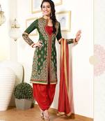 Green embroidered georgette salwar