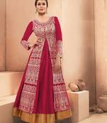 Dark-maroon embroidered georgette salwar