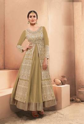 Grey embroidered georgette salwar 1