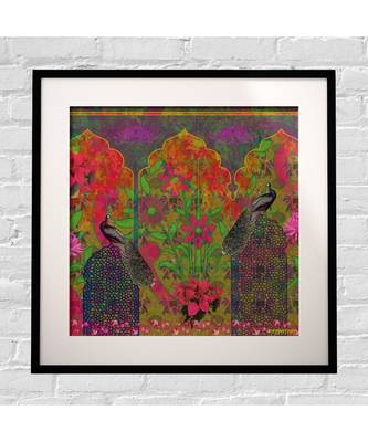 Peacock in Castle Framed Art Print 2