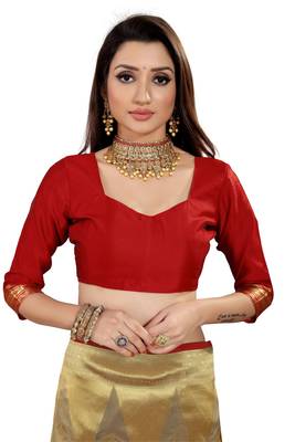  red woven jacquard saree with blouse 3