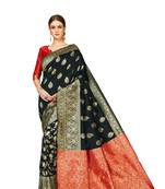  black woven jacquard saree with blouse