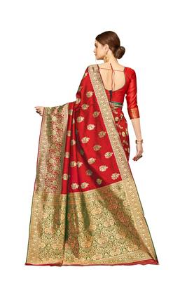  maroon woven jacquard saree with blouse 2