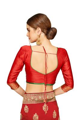  maroon woven jacquard saree with blouse 4