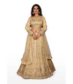 cream embroidered net readymade lehenga cholis