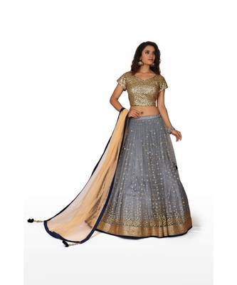 Grey Embroidered Net Readymade Lehenga Cholis 1
