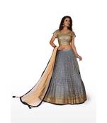 Grey Embroidered Net Readymade Lehenga Cholis