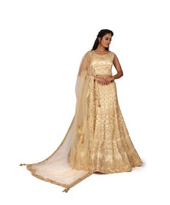 Cream Embroidered Net Readymade Lehenga Cholis 1