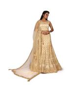 Cream Embroidered Net Readymade Lehenga Cholis