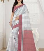 Light Pink Printed Linen Saree With Blouse
