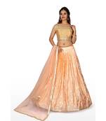Orange Embroidered Foil Readymade Lehenga Cholis