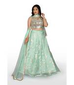 Green Embroidered Organza Readymade Lehenga Cholis