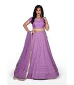 Purple Embroidered Georgette Readymade Lehenga Cholis