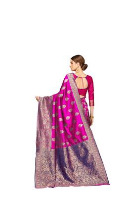  pink woven jacquard saree with blouse 2