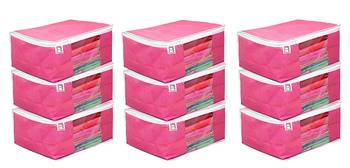 atorakushon Fabric9 Piece Saree Cover Clothes Storage Bags Garments Wardrobe Organiser (Pink) 1