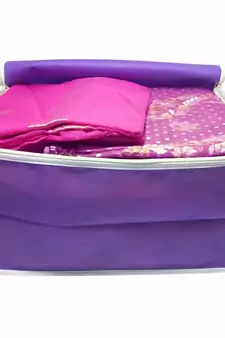 atorakushon   Fabric 2 Saree Cover and 2 Blouse Clothes Storage Bag Wardrobe Garments Organiser (blue)