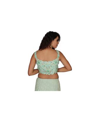 Green Embroidered Net Readymade Lehenga Cholis 3