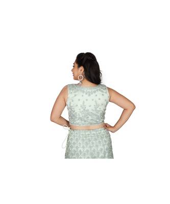 Green Embroidered Net Readymade Lehenga Cholis 2