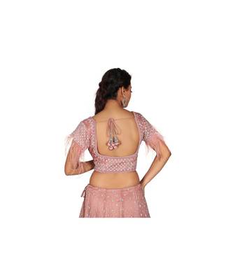 Peach Embroidered Organza Readymade Lehenga Cholis 2