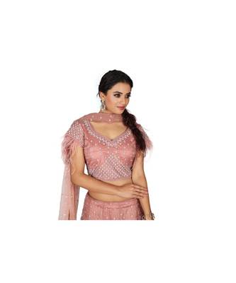 Peach Embroidered Organza Readymade Lehenga Cholis 3