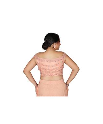 Peach Embroidered Georgette Readymade Lehenga Cholis 2