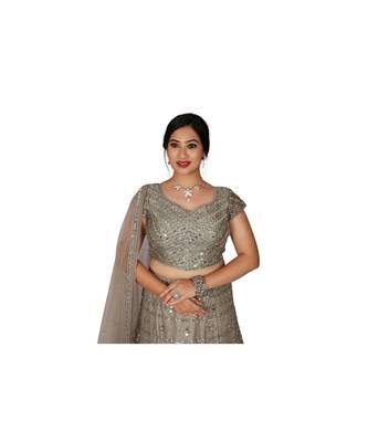 Grey Embroidered Net Readymade Lehenga Cholis 2