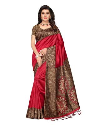 Combo Of 3 Poly Silk Multicolor Printed Women's Saree With Tassels 2