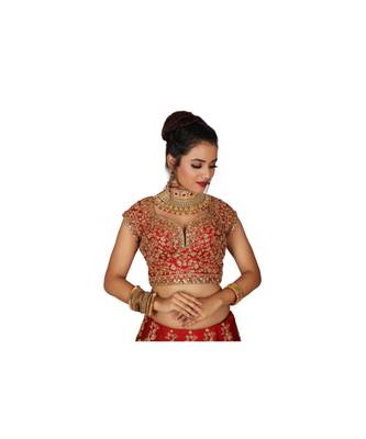 Red Embroidered Silk Readymade Lehenga Cholis 2