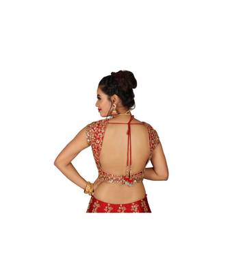 Red Embroidered Silk Readymade Lehenga Cholis 3