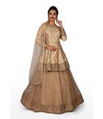 Cream Embroidered Net Readymade Lehenga Cholis