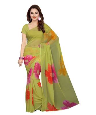 Combo of 3 Multicolor Poly Georgette Printed Women's Saree/Sari 5