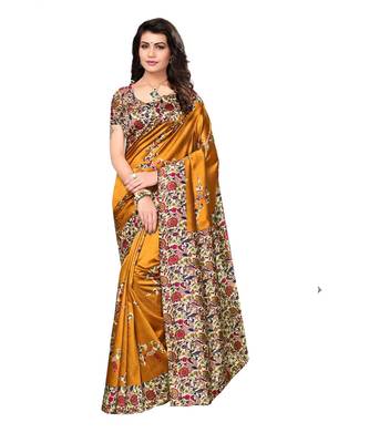 Combo of 3 Poly Silk Multicolor Printed Women's Saree/Sari With Blouse Piece 5