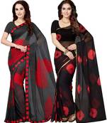 Combo Of 2 Poly Georgette Multicolor Printed Women's Saree