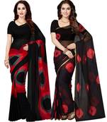 Combo Of 2 Poly Georgette Multicolor Printed Women's Saree