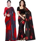 Combo Of 2 Poly Georgette Multicolor Printed Women's Saree