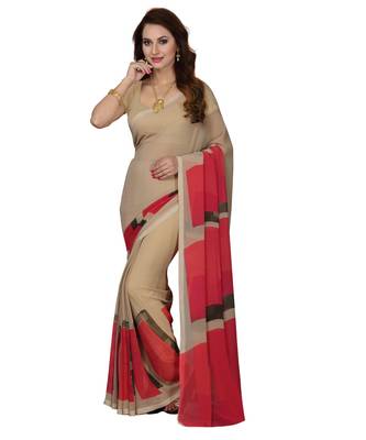 Women's Faux Georgette Printed Mutlicolor Saree/Sari (Combo of 5_ Free Size) 5