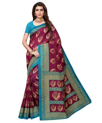 Combo of 5 Poly Silk Multicolor Printed Women's Saree 2