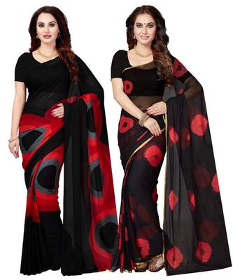 Combo Of 2 Poly Georgette Multicolor Printed Women's Saree 1